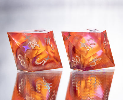 Starry Sunset - 7 Piece Handmade Resin Dice