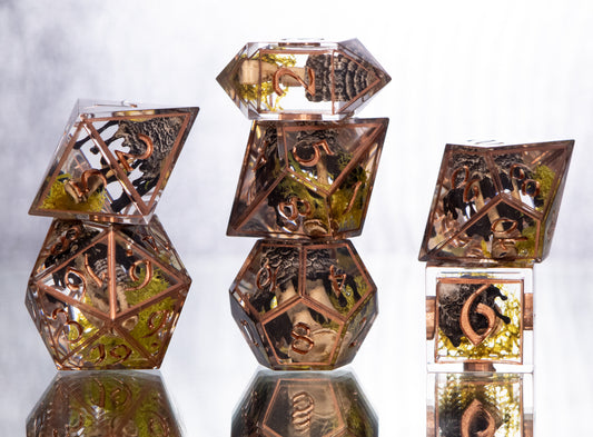 Inky Caps - 7 Piece Handmade Resin Dice