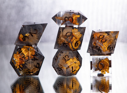 Sunflower Witch- 7 Piece Handmade Resin Dice