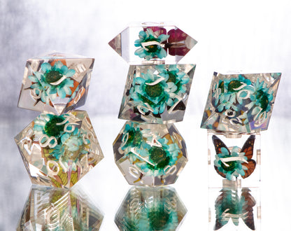 Butterfly Court - 7 Piece Handmade Resin Dice