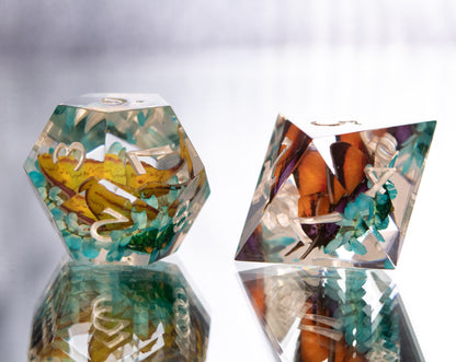 Butterfly Court - 7 Piece Handmade Resin Dice