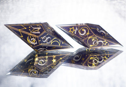 Written in the Stars Purple Variant -Sharp 7 Piece Handmade Resin Dice