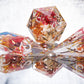 Set Your Heart Ablaze - Sharp 7 Piece Handmade Resin Dice