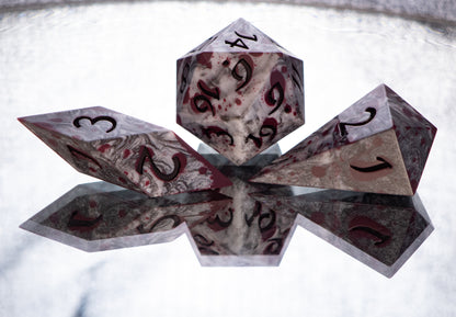 Blood and Steel - Sharp 7 Piece Handmade Resin Dice