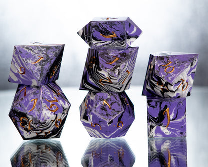 Ace Pride Dirty Pour: 7 Piece Handmade Resin Dice