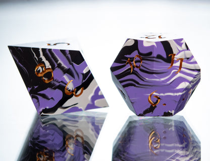 Ace Pride Dirty Pour: 7 Piece Handmade Resin Dice