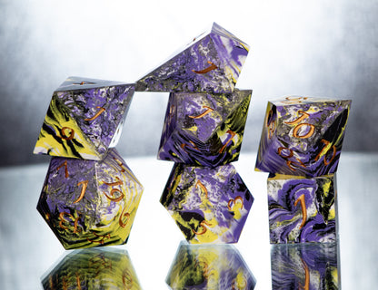 Non-binary Pride Dirty Pour: Alt 7 Piece Handmade Resin Dice