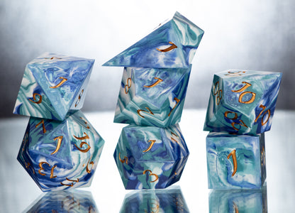 MLM Gay Pride Dirty Pour: Alt 7 Piece Handmade Resin Dice