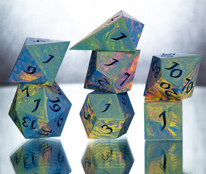 Pan Pride Dirty Pour: Alt 7 Piece Handmade Resin Dice