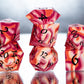 Lesbian Pride Dirty Pour: 7 Piece Handmade Resin Dice