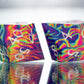 Neon Rainbow Dirty Pour: Alt 7 Piece Handmade Resin Dice