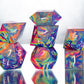 Neon Rainbow Dirty Pour: 7 Piece Handmade Resin Dice