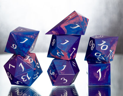 Bi Pride Dirty Pour: Alt 7 Piece Handmade Resin Dice