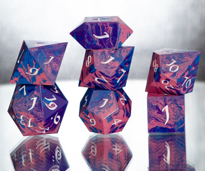 Bi Pride Dirty Pour: 7 Piece Handmade Resin Dice