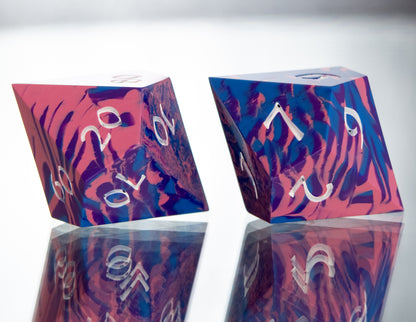 Bi Pride Dirty Pour: 7 Piece Handmade Resin Dice