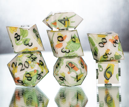 Herbalist - 7 Piece Handmade Resin Dice