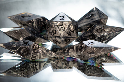 True Self- Sharp 7 Piece Handmade Resin Dice