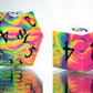 Neon Rainbow Dirty Pour: 7 Piece Handmade Resin Dice