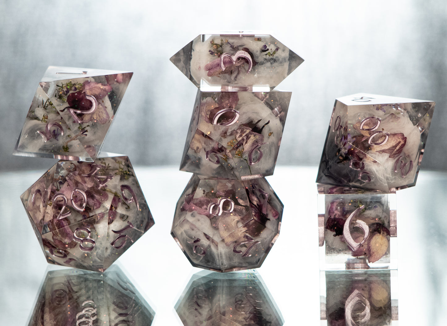 Creeping Fog - 7 Piece Handmade Resin Dice