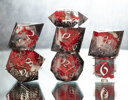 Lover's Lace - 7 Piece Handmade Resin Dice