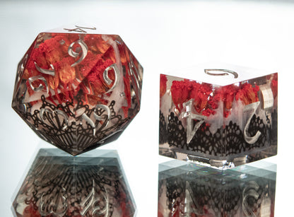 Lover's Lace - 7 Piece Handmade Resin Dice