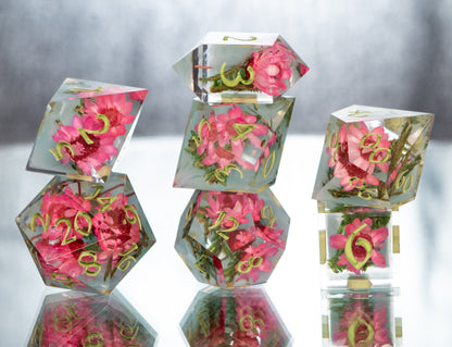 Summer Bloom - 7 Piece Handmade Resin Dice