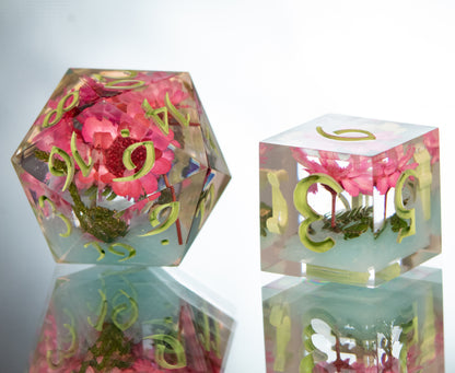 Summer Bloom - 7 Piece Handmade Resin Dice