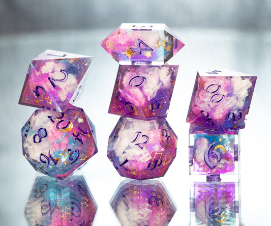 Clouds of Fate- 7 Piece Handmade Resin Dice