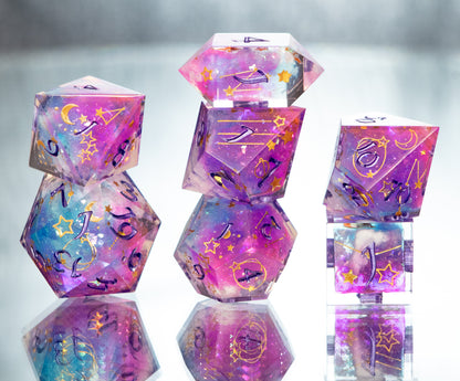 Clouds of Fate- 7 Piece Handmade Resin Dice