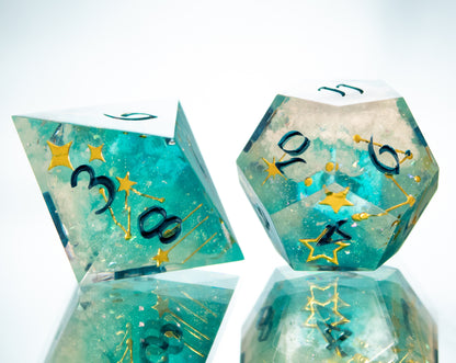 Teal Aurora - 7 Piece Handmade Resin Dice