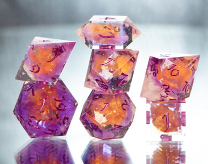 Sunset on the Horizon- 7 Piece Handmade Resin Dice