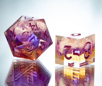 Sunset on the Horizon- 7 Piece Handmade Resin Dice