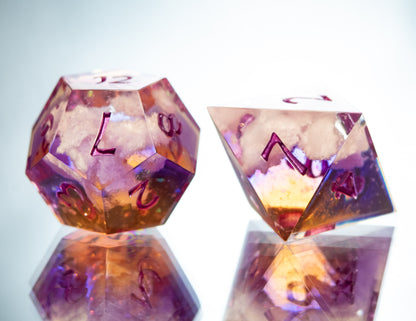 Sunset on the Horizon- 7 Piece Handmade Resin Dice