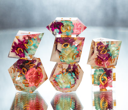 Bi Bouquet - 7 Piece Handmade Resin Dice