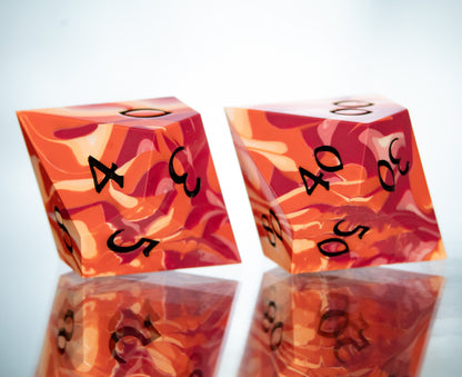 Lesbian Pride Dirty Pour: 7 Piece Handmade Resin Dice