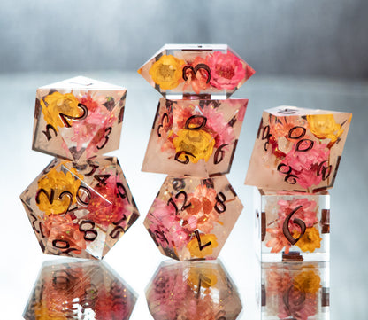 Sapphic Sunset - 7 Piece Handmade Resin Dice