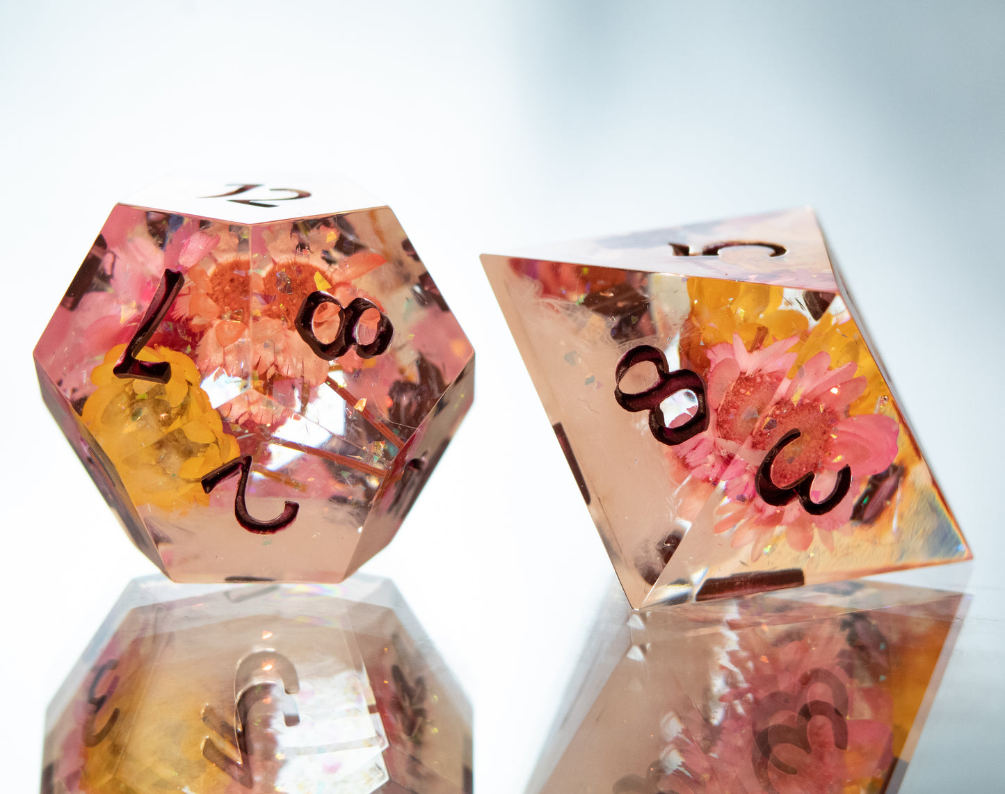 Sapphic Sunset - 7 Piece Handmade Resin Dice