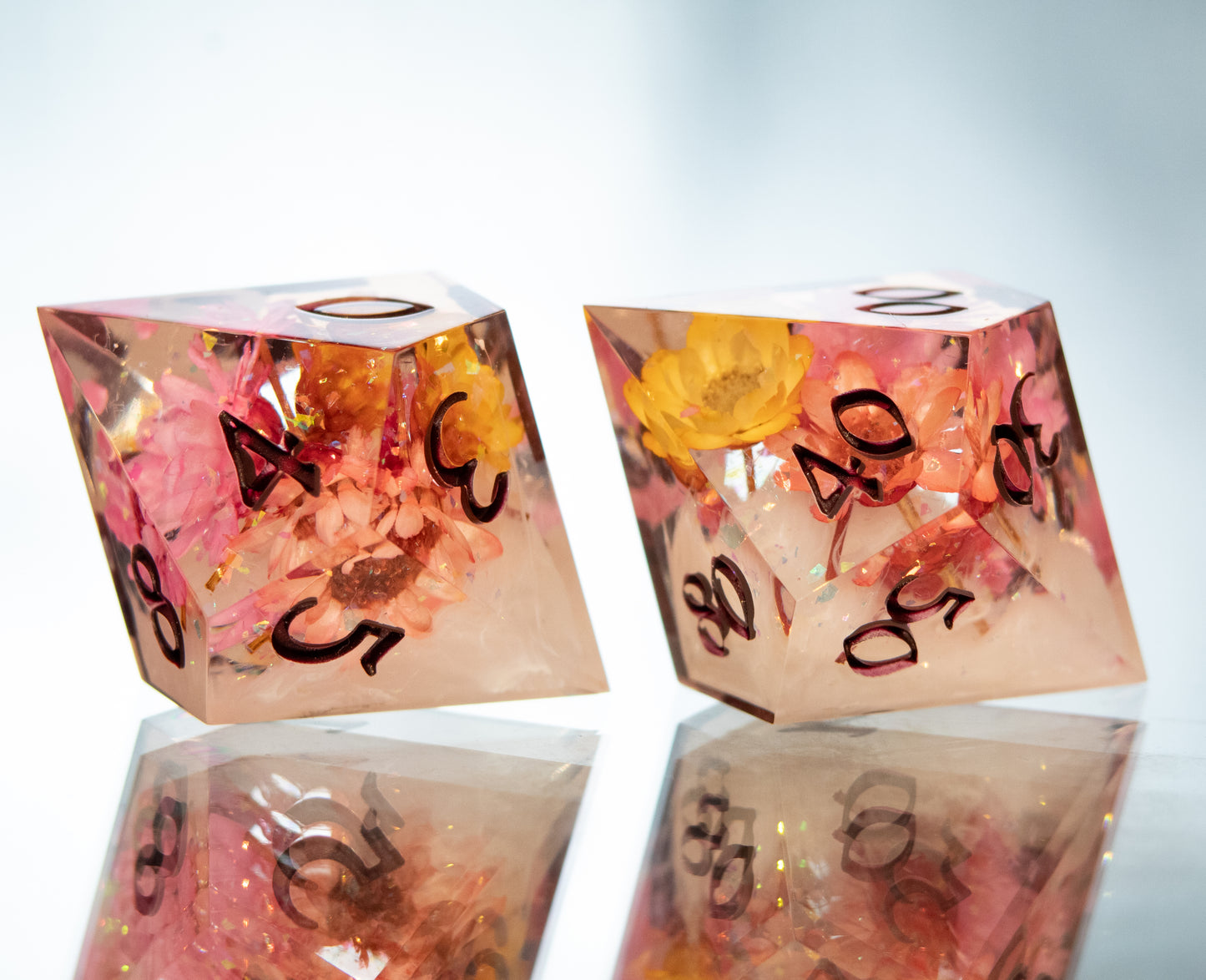 Sapphic Sunset - 7 Piece Handmade Resin Dice