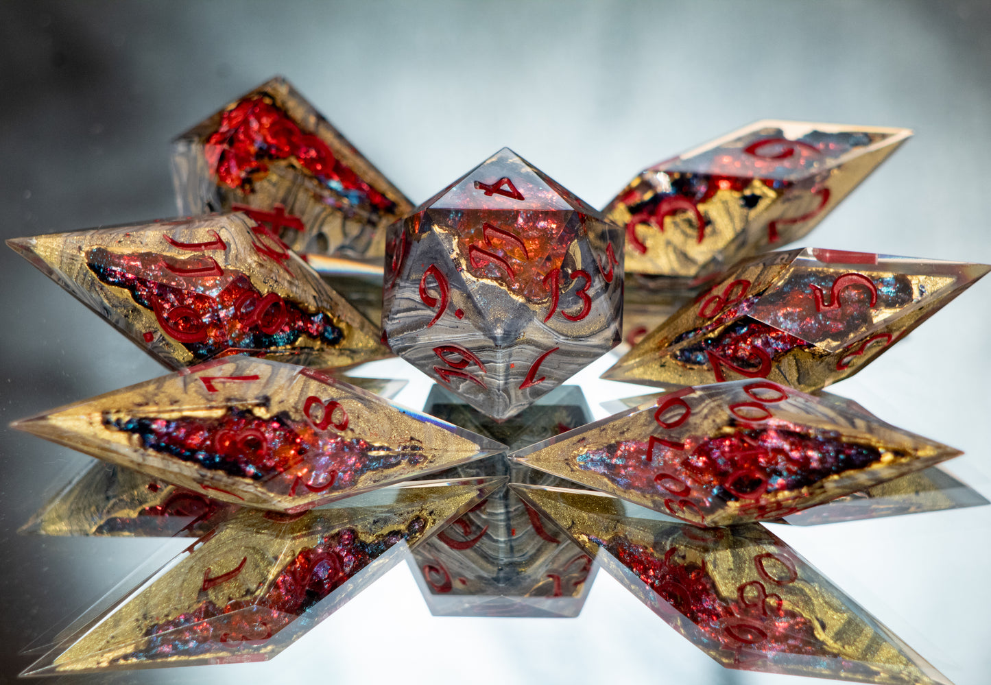 Arcane Corruption - Sharp 7 Piece Handmade Resin Dice