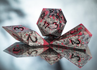 Blood and Steel - Sharp 7 Piece Handmade Resin Dice