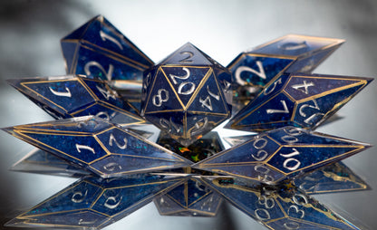 Cosmic Quartz - Sharp 7 Piece Handmade Resin Dice