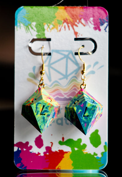 D10 Neon Rainbow Earrings