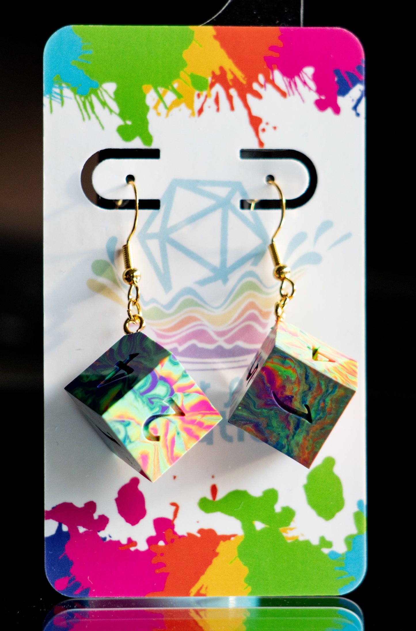 D6 Neon Rainbow Earrings