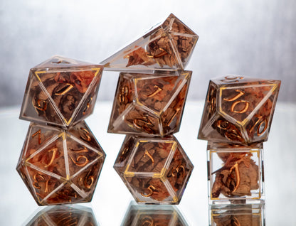 Autumn Warmth - Alt 7 Piece Handmade Resin Dice