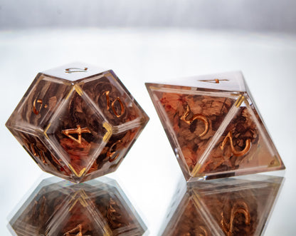 Autumn Warmth - Alt 7 Piece Handmade Resin Dice