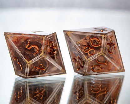 Autumn Warmth - Alt 7 Piece Handmade Resin Dice