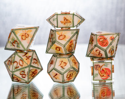 Fall Harvest - 7 Piece Handmade Resin Dice