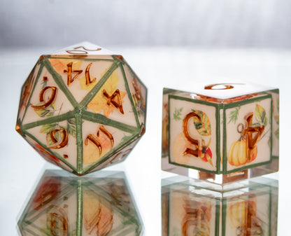 Fall Harvest - 7 Piece Handmade Resin Dice