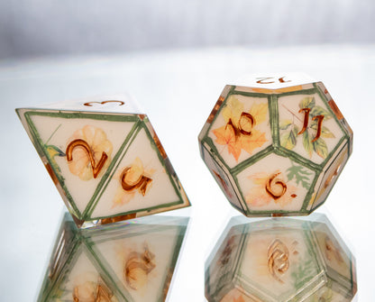 Fall Harvest - 7 Piece Handmade Resin Dice