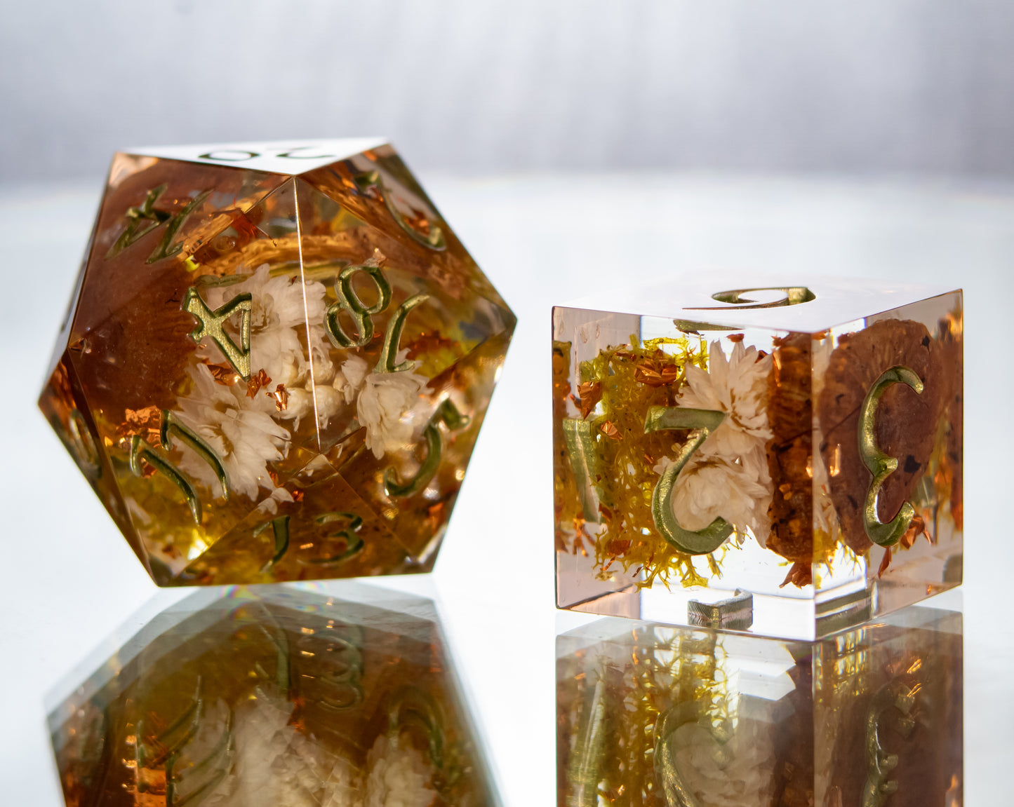 Forest Floor - Alt 7 Piece Handmade Resin Dice